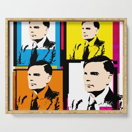 ALAN TURING, ENGLISH MATHEMATICIAN, WWII ENIGMA CODEBRAKER, POP-ART STYLE 4-UP MONTAGE Serving Tray