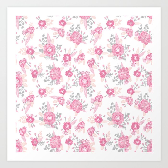 Pink Pastel Florals Cute Nursery Baby Girl Decor Floral Botanical Bouquet Blooms Art Print By Charlottewinter Society6