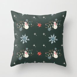 Snowman And Snowflakes Collection Throw Pillow