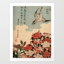 Hokusai Cuckoo and azaleas -hokusai,manga,japan,Katsushika,cuckoo,azaleas,Rhododendron Art Print