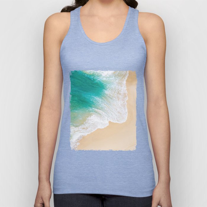Sand Beach - Waves - Drone View Photography Tank Top