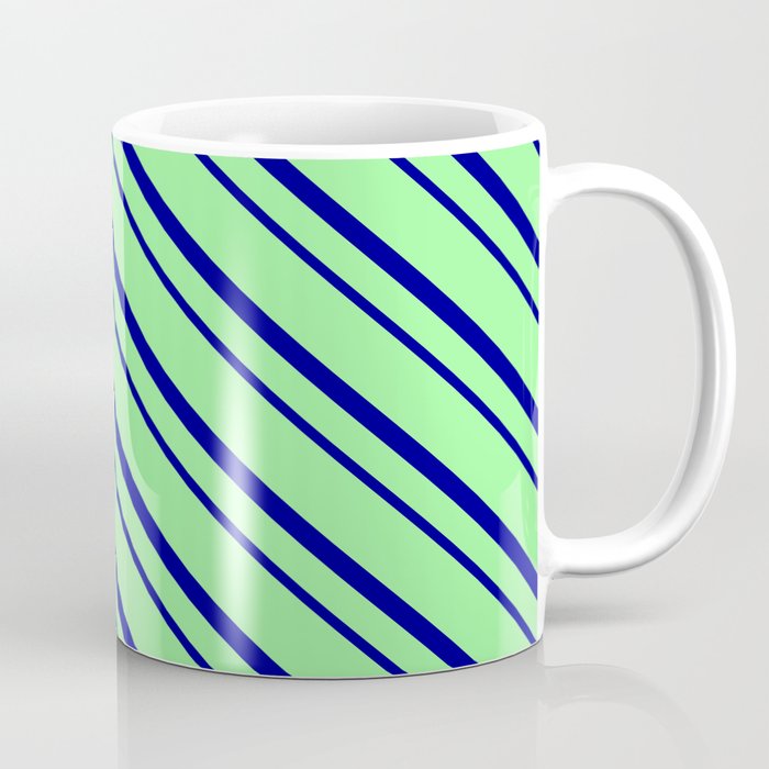 Green & Dark Blue Colored Striped/Lined Pattern Coffee Mug