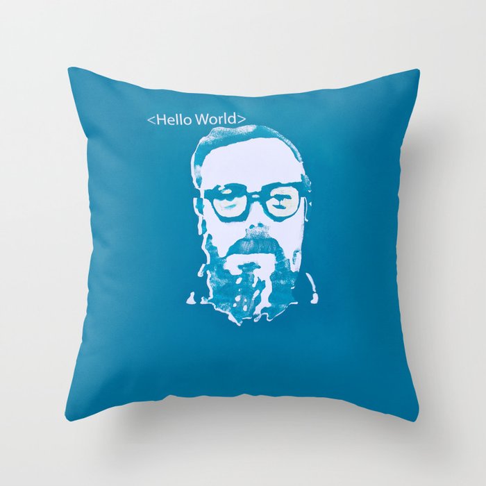Hello World - This is a portrait of Dennis Ritchie  Throw Pillow