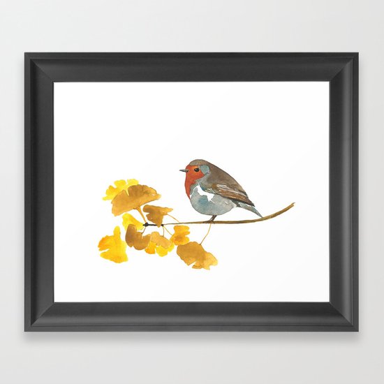 Enlightenment English Robin Watercolor Framed Art Print