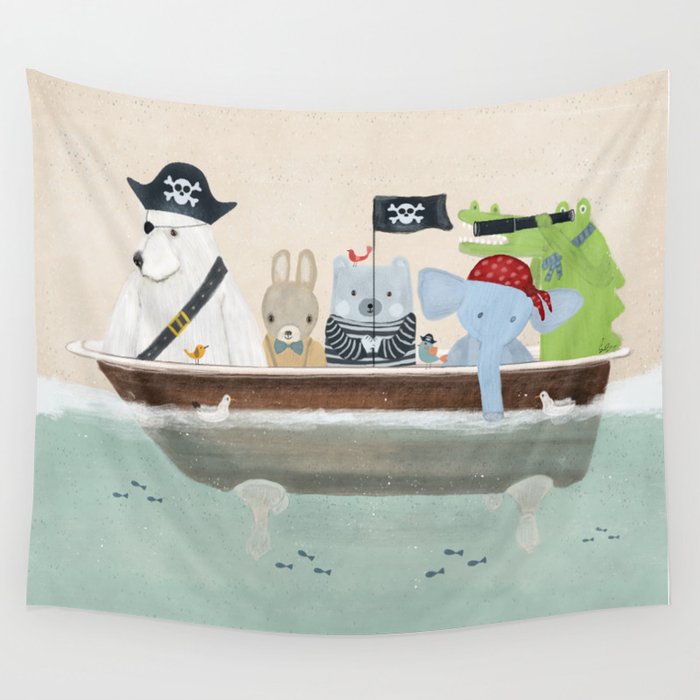 the pirate tub Wall Tapestry