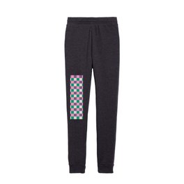 Preppy Checkerboard in Pink Purple and Green Kids Joggers
