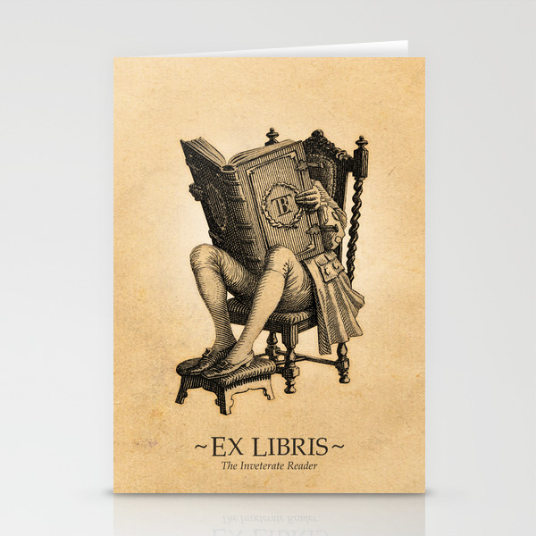 Ex Libris The Inveterate Reader Stationery Cards By Bibliotee Society6