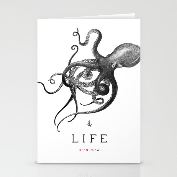 Kraken 'Life' Octopus Stationery Cards