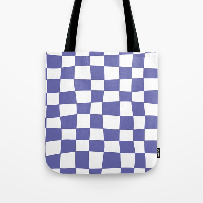 Hand Drawn Checkerboard Pattern (very peri/white) Tote Bag