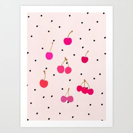 Cherries and Dots Art Print