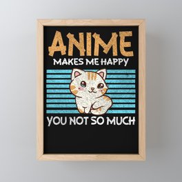 Anime Art For Women Teen Girls Kawaii Anime Cat Framed Mini Art Print