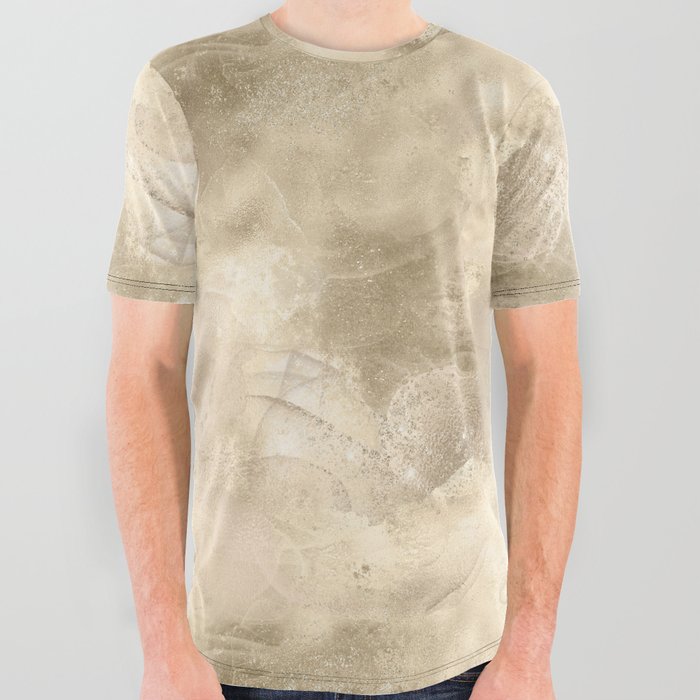 Glam Light Gold Metallic Texture All Over Graphic Tee