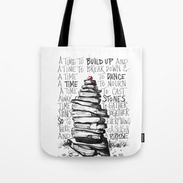 House on Rocks with There is a Season Turn Turn Turn Tote Bag