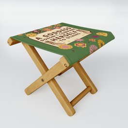 Elegant Fuck It Quote with Retro Spring Floral Vintage Art on Green Folding Stool