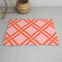 Classic Bamboo Trellis Pattern 563 Orange and Pink Area & Throw Rug