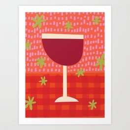 Funky Red Wine Glass Art Print