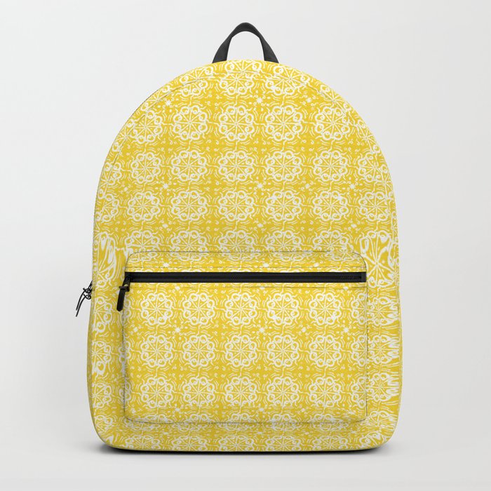 Vintage Cheerful Yellow and White Mid-Century Modern Swirl Pattern Backpack