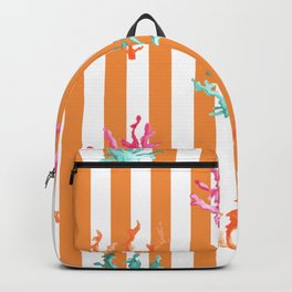 Colorful Coral Reef on Orange Stripes Backpack