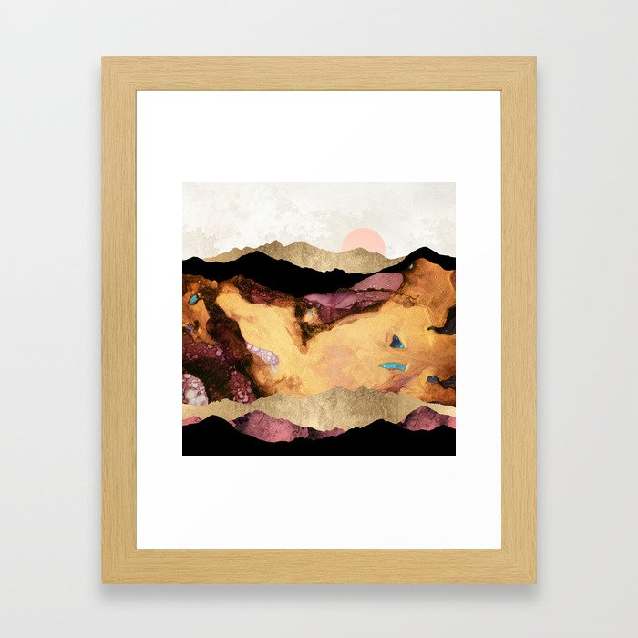 Mauve and Gold Mountains Framed Art Print