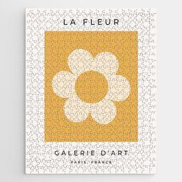 La Fleur | 07 - Retro Floral Print Yellow Aesthetic Boho Decor Abstract Flower Jigsaw Puzzle