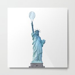 Statue of Liberty with Tennis Racquet Metal Print | Graphic Design, Pop Surrealism, Pop Art, Sports 