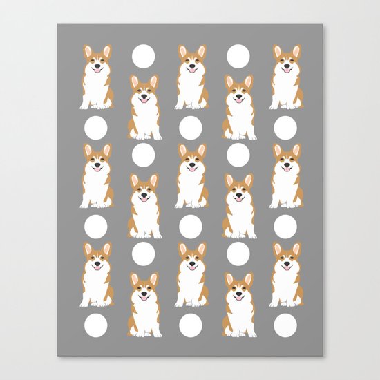 Corgi polka dot pattern grey cute corgi dog for dog people Canvas Print
