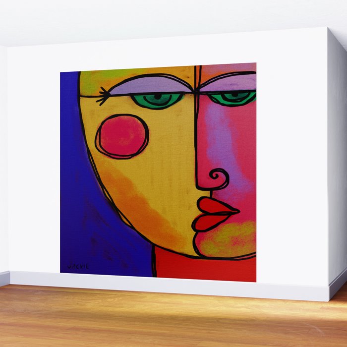 Colorful Abstract Face Digital Painting Wall Mural By Jackieludtke