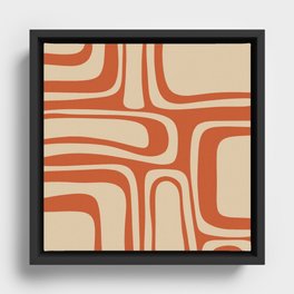 Palm Springs - Midcentury Modern Retro Pattern in Mid Mod Beige and Burnt Orange Framed Canvas