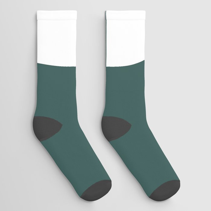 9 (White & Dark Green Number) Socks