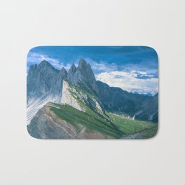 Magnificent Mountains in Italy Bath Mat | Hill, Simple, Mountains, Digital, Acrylic, Painting, Mountain, Elegant, Blueskies, Watercolor 