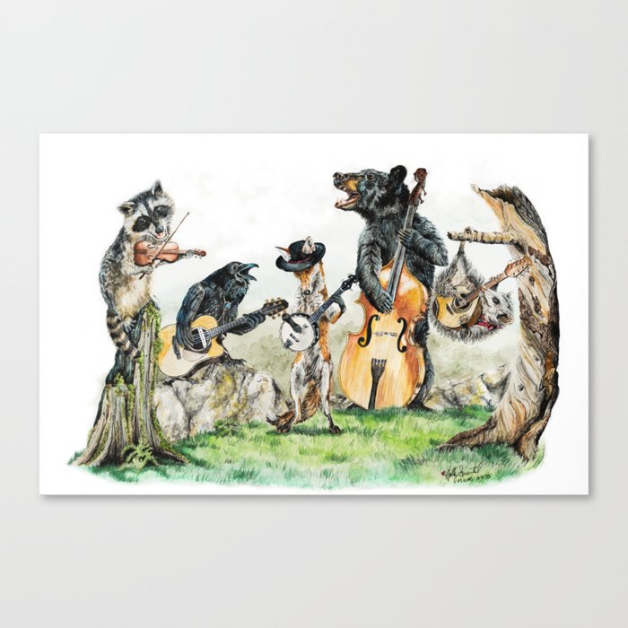" Bluegrass Gang " wild animal music band Canvas Print
