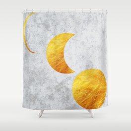Gold Silver Deco Moons Shower Curtain