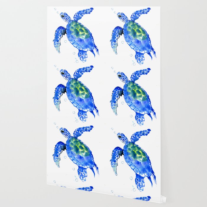 Blue Sea Turtle Wallpaper By Sureart Society6