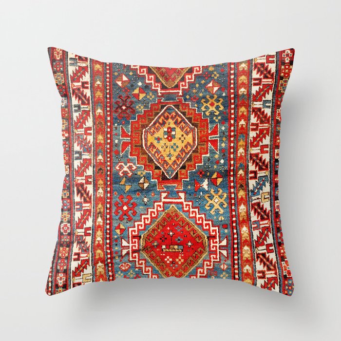 Kazak Southwest Caucasus Rug Print Throw Pillow