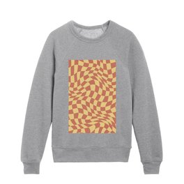 Warp wavy checked with yellow and brown Kids Crewneck