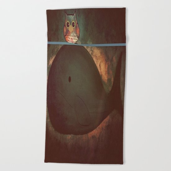 owl&whale-197 Beach Towel