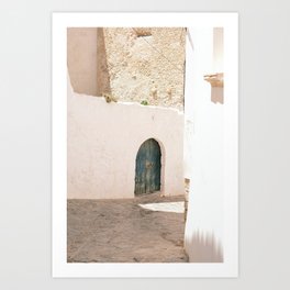Old blue door in Ibiza street // Ibiza Travel Photography Art Print