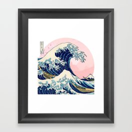 The Great Wave off Kanagawa by Hokusai in pink Framed Art Print