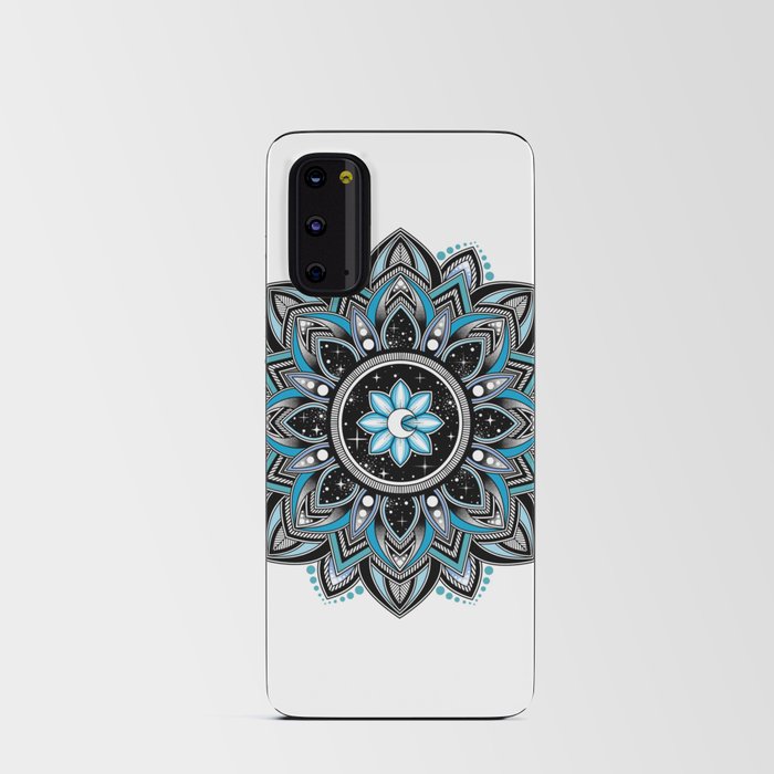 Blue mandala art- moon and flower drawing with stars Android Card Case