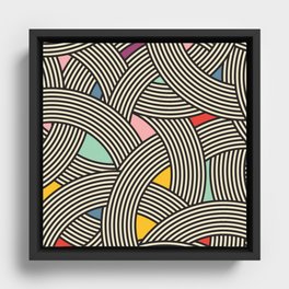 Modern Scandinavian Multi Colour Color Curve Graphic Framed Canvas