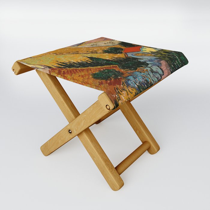 Landscape with House and Ploughman Vincent van Gogh 1889 Folding Stool