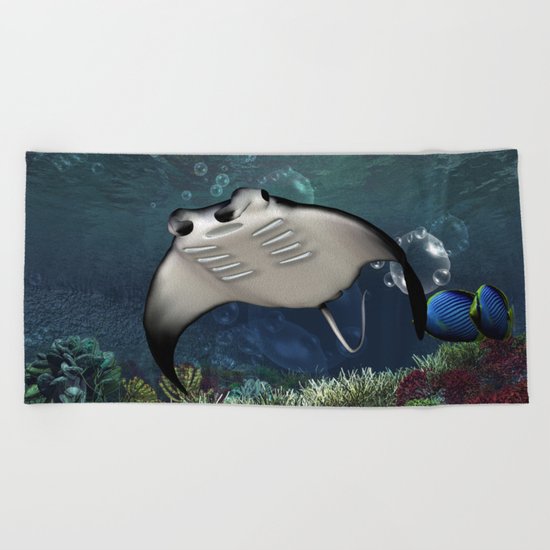 Awesome manta Beach Towel