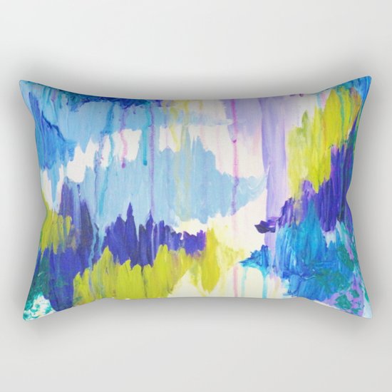 WINTER DREAMING - Jewel Tone Colorful Eggplant Plum Periwinkle Purple Chevron Ikat Abstract Painting Rectangular Pillow