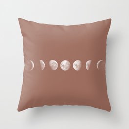 Moon Phases in Rust Throw Pillow