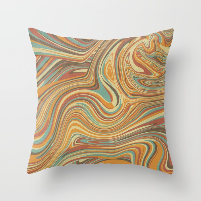 Rainbow Marble Organic Texture Throw Pillow