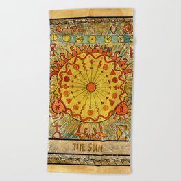 The Sun Vintage Tarot Card Beach Towel
