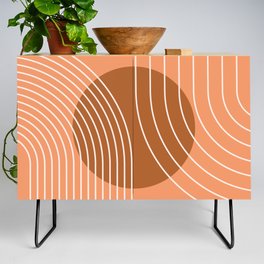 Geometric Lines in Sun Rainbow Abstract 12 in Terracotta shades Credenza