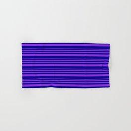 [ Thumbnail: Purple & Dark Blue Colored Lined/Striped Pattern Hand & Bath Towel ]