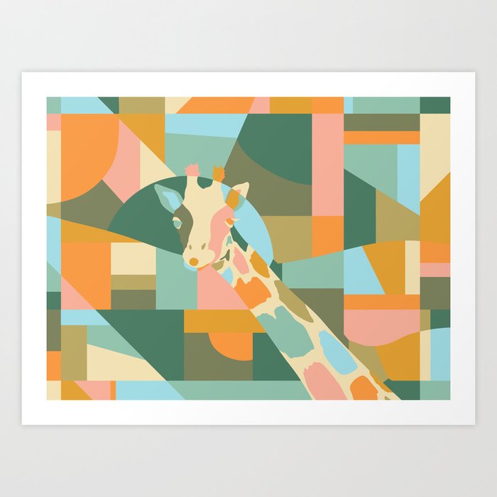Giraffe Geometric Abstract Art Print