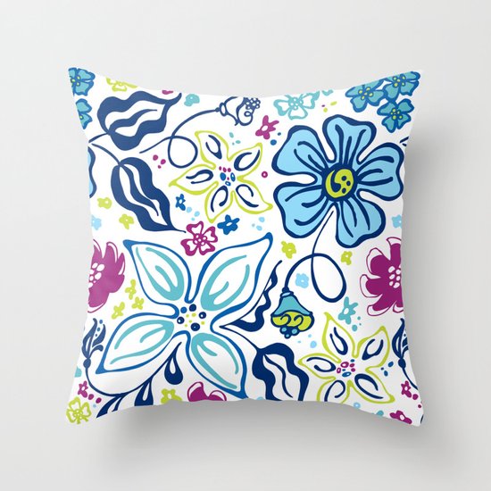 Fling Flowers Throw Pillow